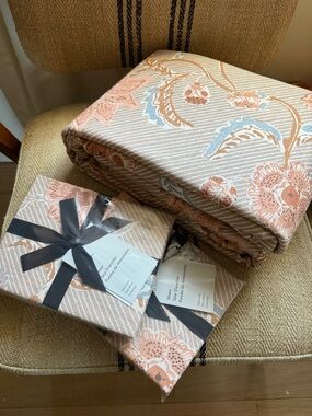 West Elm Cotton Batik King Duvet & Shams